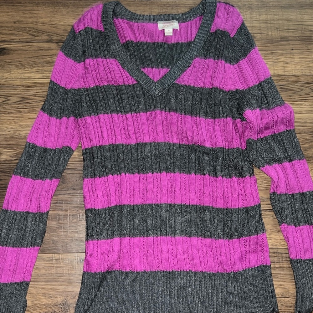 Arizona Jean girls 1X purple and gray sweater
